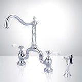 Randers Bridge Kitchen Faucet with Brass Sprayer
