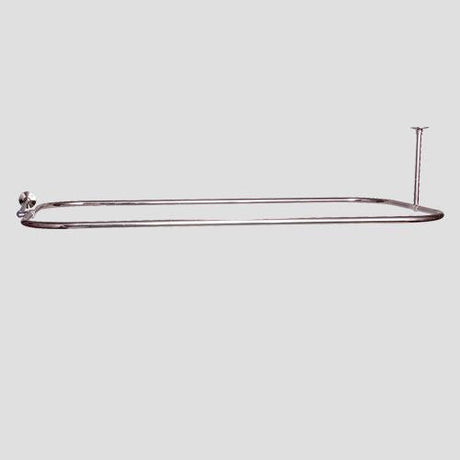 Rectangular Solid Brass Shower Rod with Sidewall Support