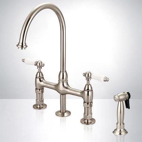 Saeby Bridge Kitchen Faucet with Brass Sprayer