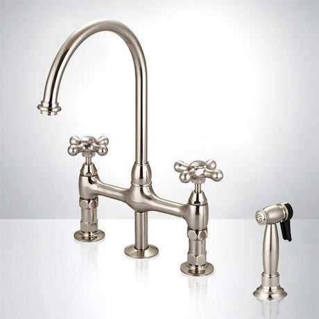 Saltum Bridge Kitchen Faucet with Brass Sprayer
