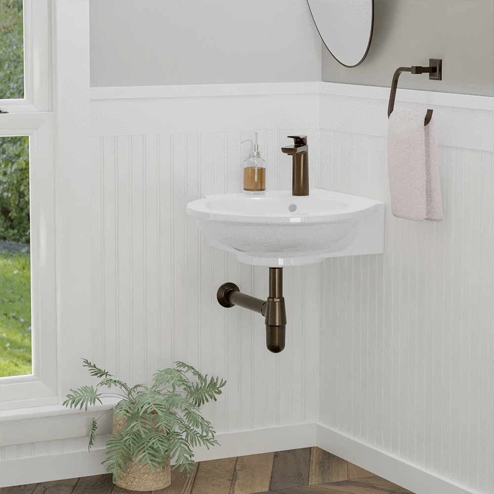 Santee Vitreous China Corner Wall-Mount Sink