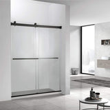 Skyros 60" W x 76" H Double Sliding Frameless Shower Door in Matt Black