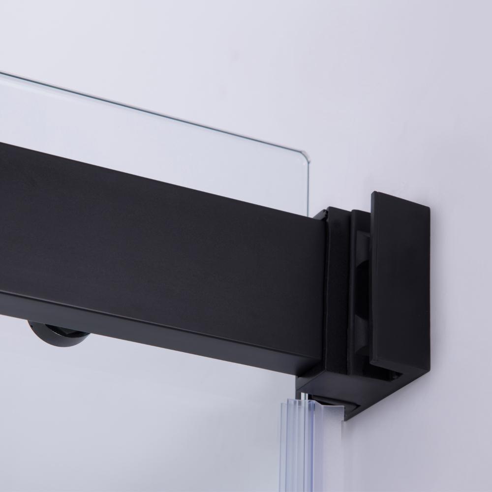 Skyros 60" W x 76" H Double Sliding Frameless Shower Door in Matt Black