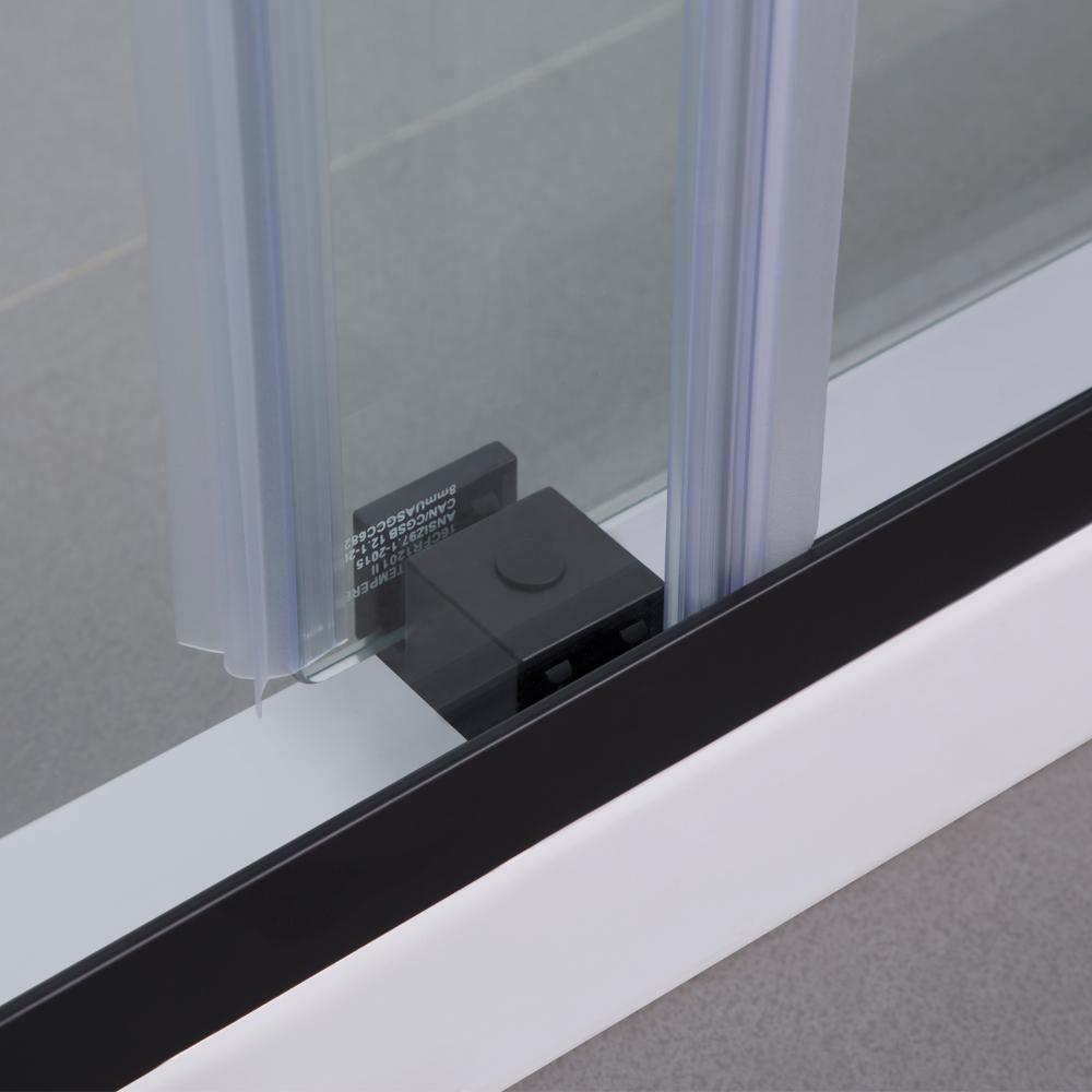 Skyros 60" W x 76" H Double Sliding Frameless Shower Door in Matt Black