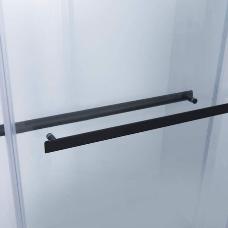 Skyros 60" W x 76" H Double Sliding Frameless Shower Door in Matt Black