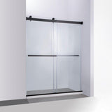 Skyros 60" W x 76" H Double Sliding Frameless Shower Door in Matt Black