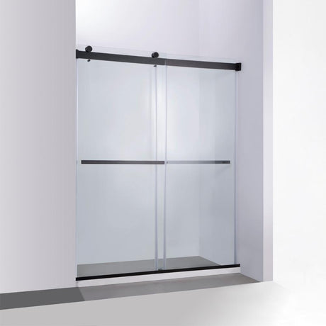 Skyros 60" W x 76" H Double Sliding Frameless Shower Door in Matt Black