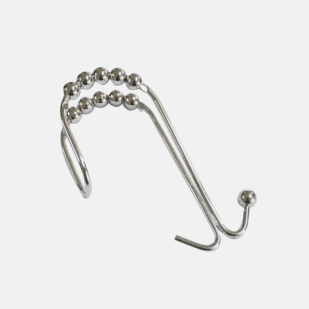 Solid Brass Double Hook Roller Ball Shower Curtain Rings