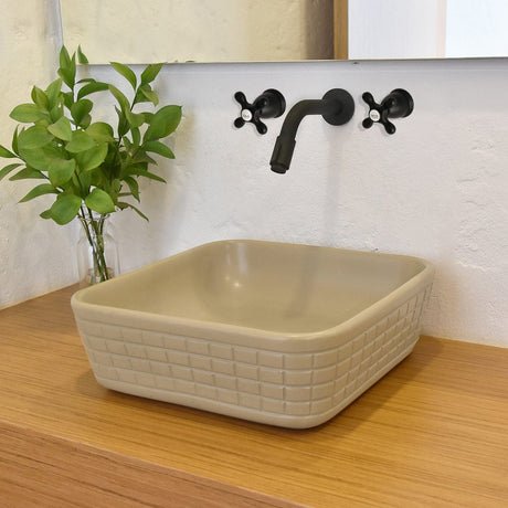 Stanson Square Cast Concrete Vessel Sink - Desert Brown