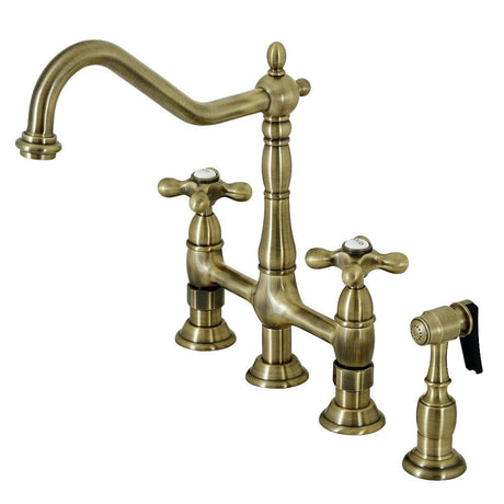 Stefano Bridge Kitchen Faucet with Brass Sprayer