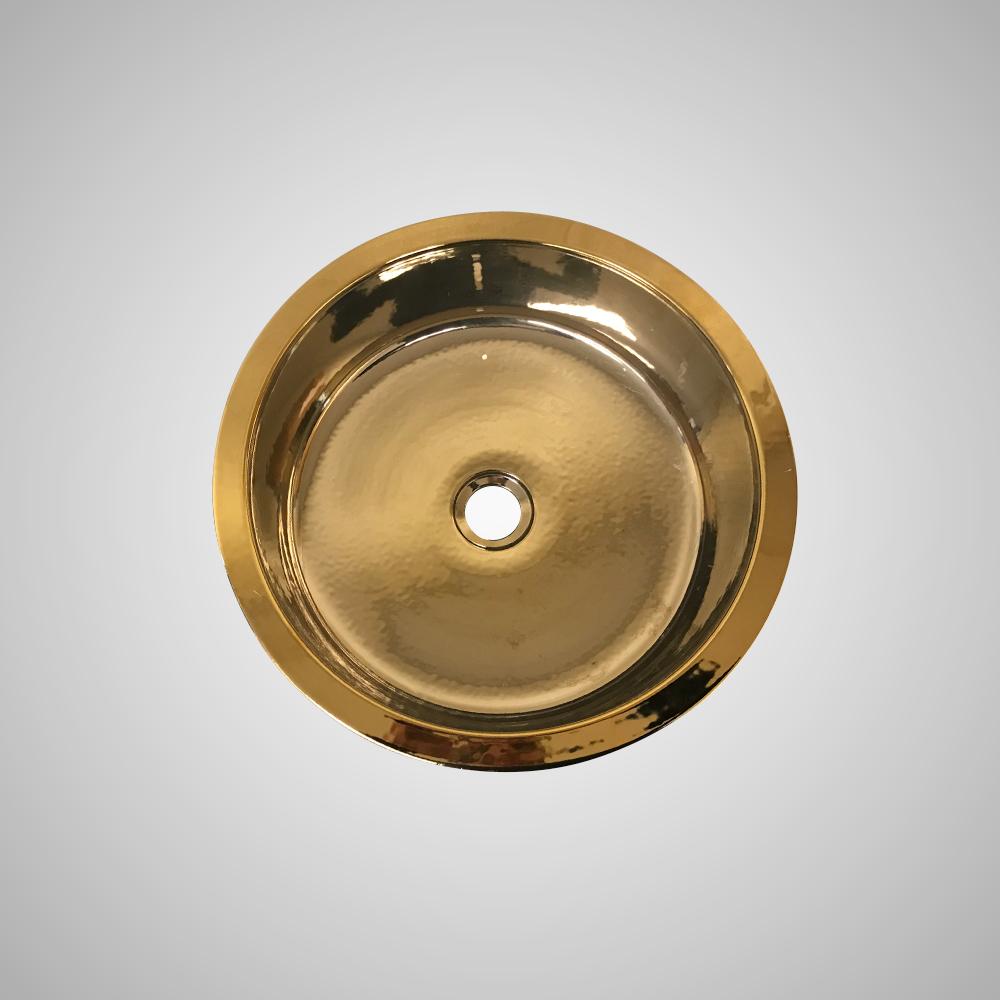 Tama Vitreous China Vessel Sink - Gold with Floral Exterior Design