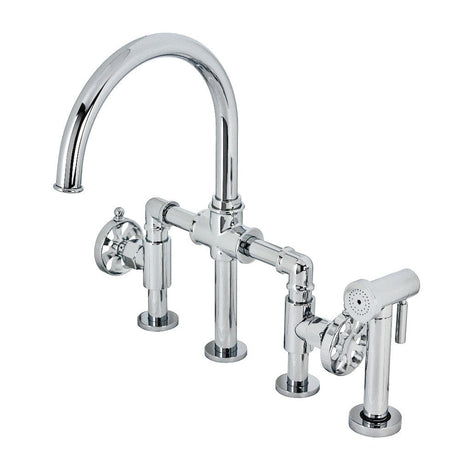 Tigzen Bridge Kitchen Faucet with Brass Sprayer