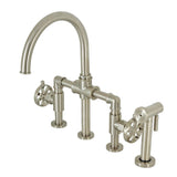 Tigzen Bridge Kitchen Faucet with Brass Sprayer