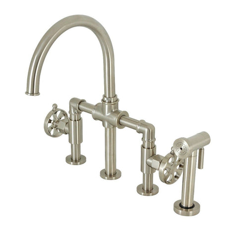 Tigzen Bridge Kitchen Faucet with Brass Sprayer