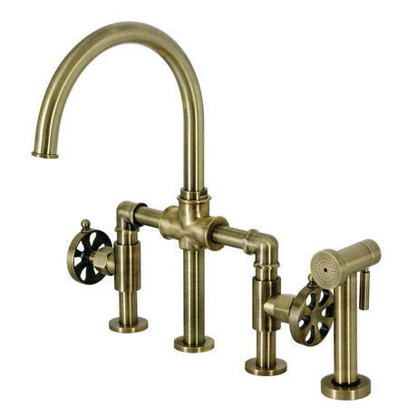 Tigzen Bridge Kitchen Faucet with Brass Sprayer