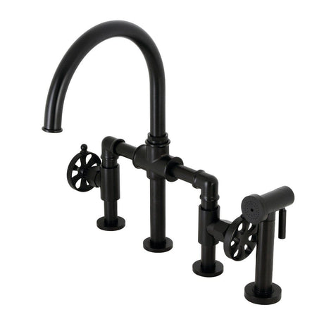 Tigzen Bridge Kitchen Faucet with Brass Sprayer