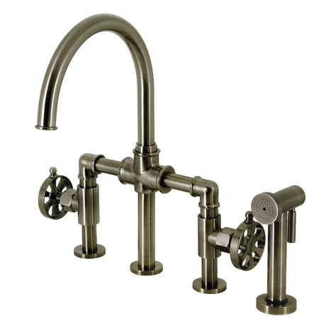 Tigzen Bridge Kitchen Faucet with Brass Sprayer