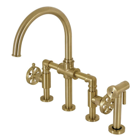 Tigzen Bridge Kitchen Faucet with Brass Sprayer