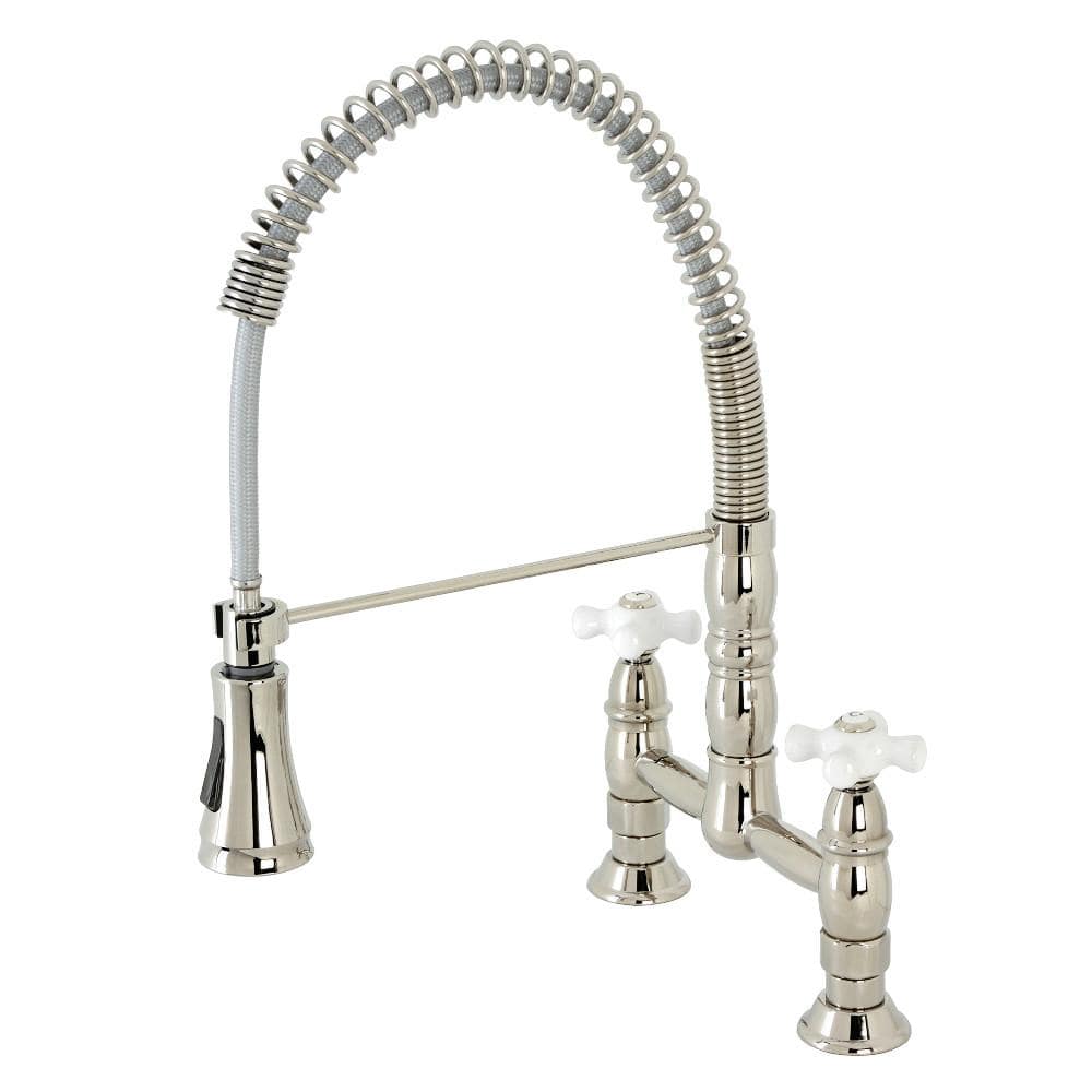Tomas Two-Handle Deck-Mount Pull-Down Sprayer Kitchen Faucet