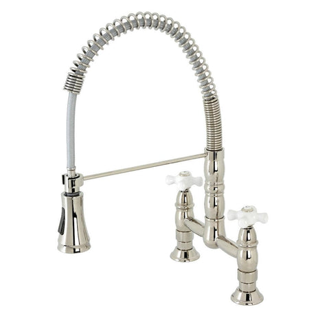 Tomas Two-Handle Deck-Mount Pull-Down Sprayer Kitchen Faucet