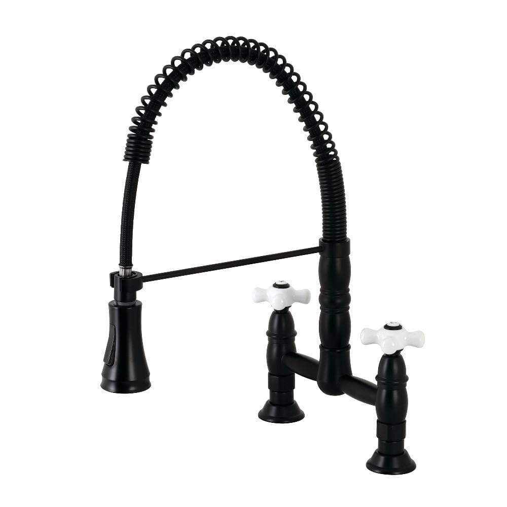 Tomas Two-Handle Deck-Mount Pull-Down Sprayer Kitchen Faucet