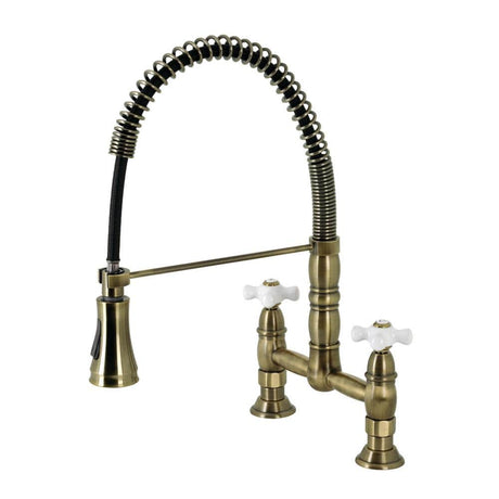 Tomas Two-Handle Deck-Mount Pull-Down Sprayer Kitchen Faucet