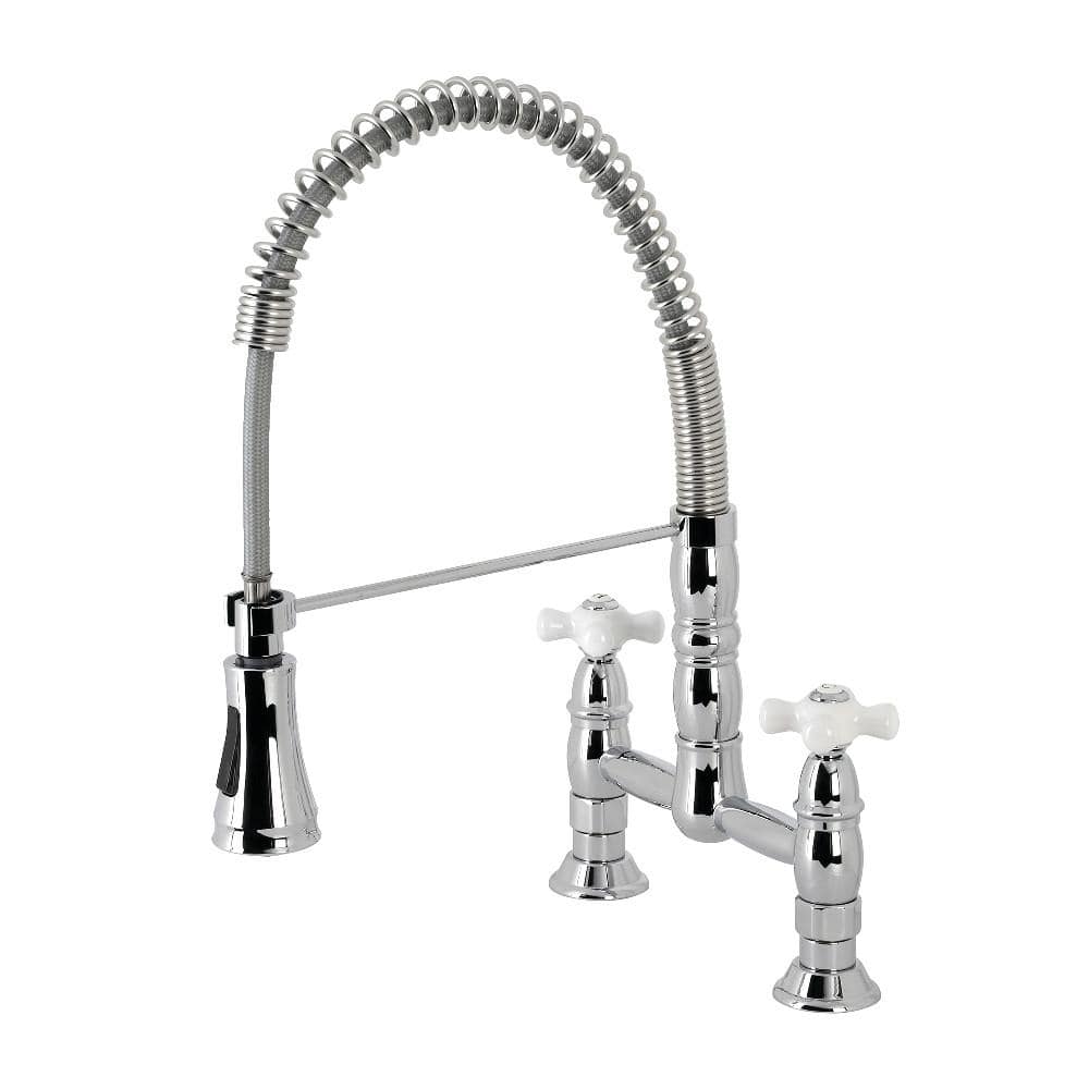 Tomas Two-Handle Deck-Mount Pull-Down Sprayer Kitchen Faucet