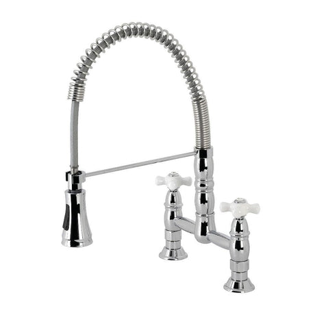 Tomas Two-Handle Deck-Mount Pull-Down Sprayer Kitchen Faucet