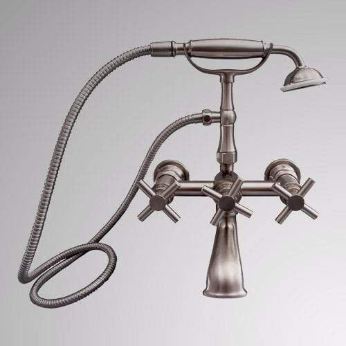 Traditional Bathroom Wall-Mount Tub Faucet with Modern Cross Handles