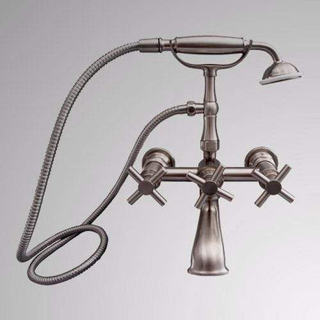 Traditional Bathroom Wall-Mount Tub Faucet with Modern Cross Handles