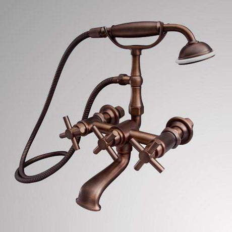 Traditional Bathroom Wall-Mount Tub Faucet with Modern Cross Handles