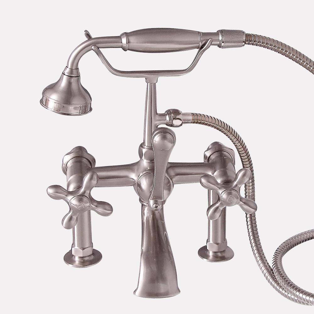 Traditional Deck-Mount Tub Faucet with Hand Shower