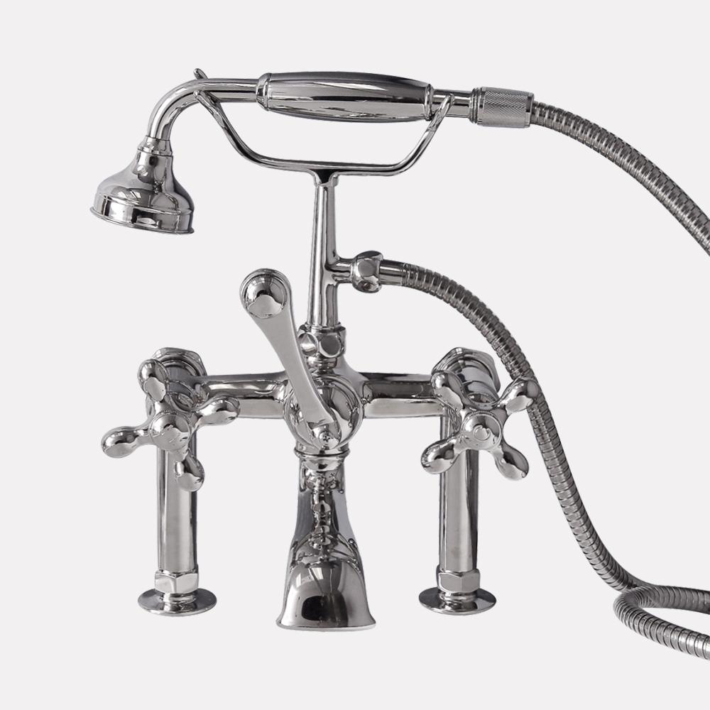 Traditional Deck-Mount Tub Faucet with Hand Shower