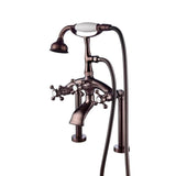 Traditional Deck-Mount Tub Faucet with Metal Hand Shower -  Angular Body and Modern Couplers