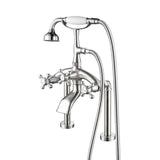 Traditional Deck-Mount Tub Faucet with Metal Hand Shower -  Angular Body and Modern Couplers