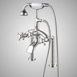 Traditional Deck-Mount Tub Faucet with Metal Hand Shower - Angular Body and Vintage Couplers