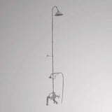 Traditional Deck-Mount Tub Faucet with Porcelain Hand Shower, Riser and Shower Head