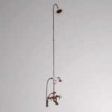 Traditional Deck-Mount Tub Faucet with Porcelain Hand Shower, Riser and Shower Head