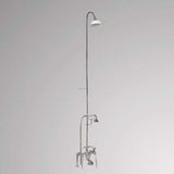 Traditional Deck-Mount Tub Faucet with Porcelain Hand Shower, Riser and Shower Head
