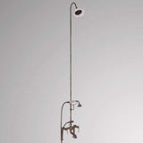 Traditional Deck-Mount Tub Faucet with Porcelain Hand Shower, Riser and Shower Head