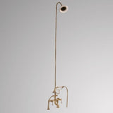 Traditional Deck-Mount Tub Faucet with Porcelain Hand Shower, Riser and Shower Head