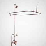 Traditional Deck-Mount Tub Faucet with Porcelain Hand Shower, Shower Rod, Riser and Shower Head