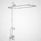 Traditional Deck-Mount Tub Faucet with Porcelain Hand Shower, Shower Rod, Riser and Shower Head
