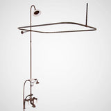 Traditional Deck-Mount Tub Faucet with Porcelain Hand Shower, Shower Rod, Riser and Shower Head