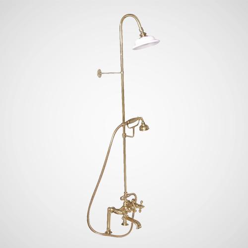 Traditional Deck-Mount Tub Faucet with Riser and Shower Head