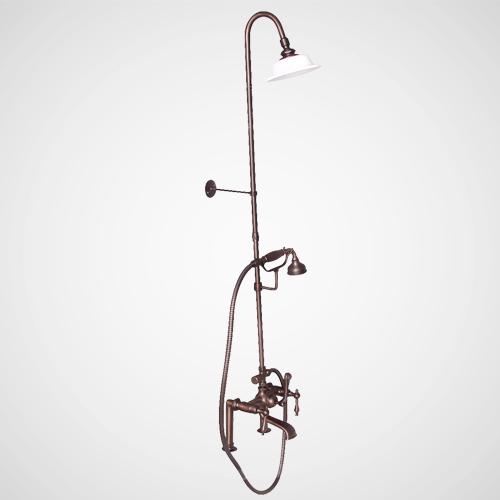 Traditional Deck-Mount Tub Faucet with Riser and Shower Head