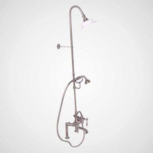 Traditional Deck-Mount Tub Faucet with Riser and Shower Head