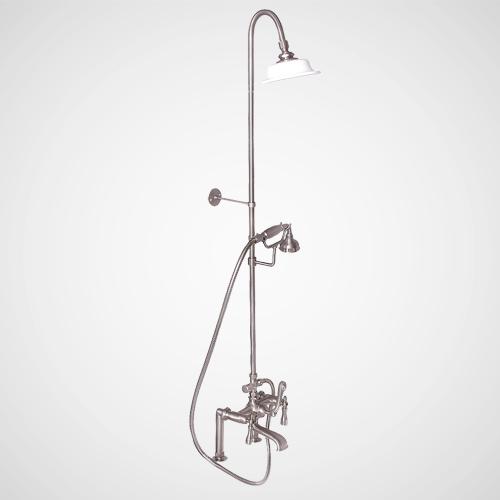Traditional Deck-Mount Tub Faucet with Riser and Shower Head