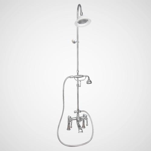 Traditional Deck-Mount Tub Faucet with Riser and Shower Head