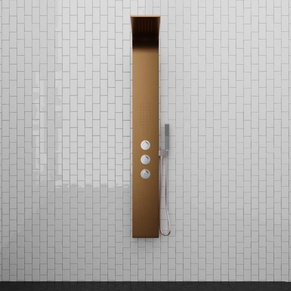 Truro Thermostatic Stainless Steel Shower Panel with Hand Shower - Brushed Bronze Finish